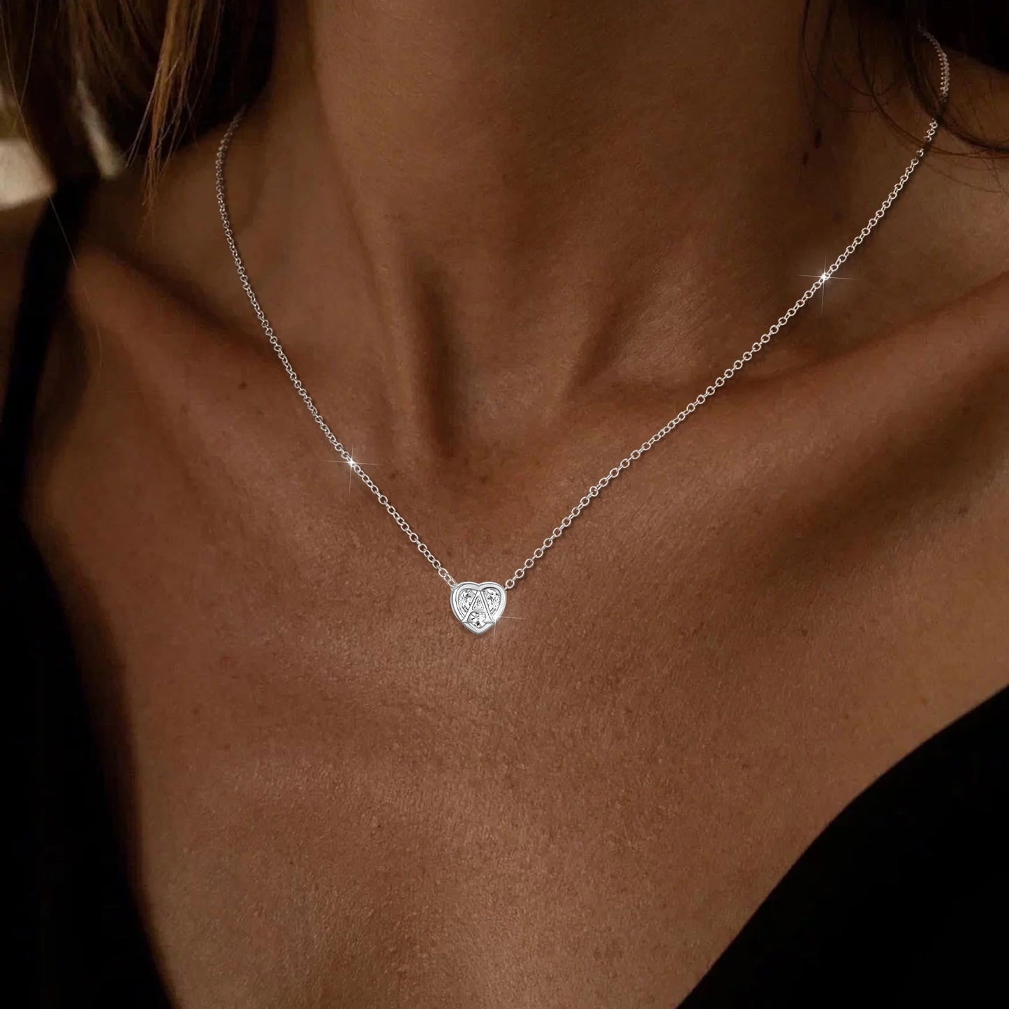 18K White Gold Plated Love Heart Initial Necklaces for Women Girls CZ S925 Sterling Silver Letter F Pendant Chain Wedding Birthday Jewelry Gifts Ideas Teen Tween Mom Wife Daughter Kids Age