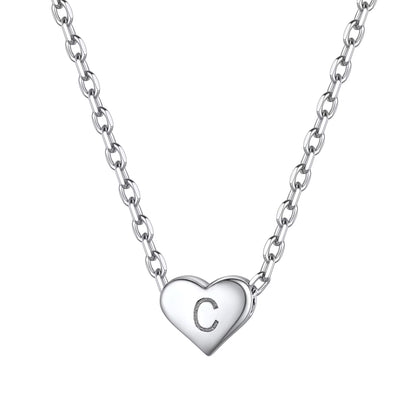 Dainty Initial Heart Necklace Trendy 925 Sterling Silver Cute Heart Pendant Choker Necklaces Letter Jewelry Gifts for Women