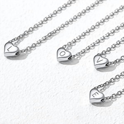 Dainty Initial Heart Necklace Trendy 925 Sterling Silver Cute Heart Pendant Choker Necklaces Letter Jewelry Gifts for Women