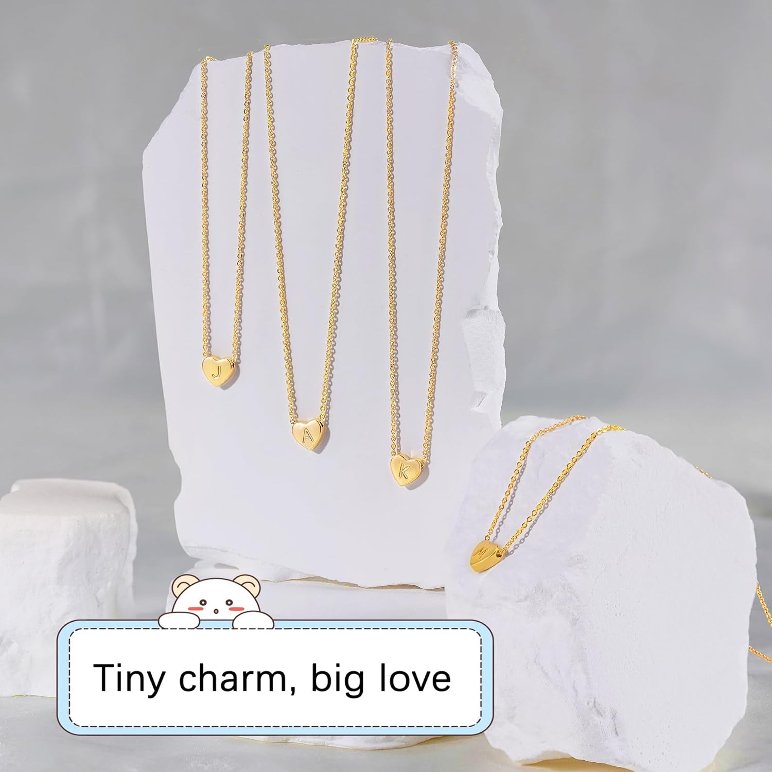 Heart Initial Necklaces for Women Girls - 14K Gold Plated Heart Pendant Letter Alphabet Necklace Letter Initial Necklace Gifts for Girls Teens