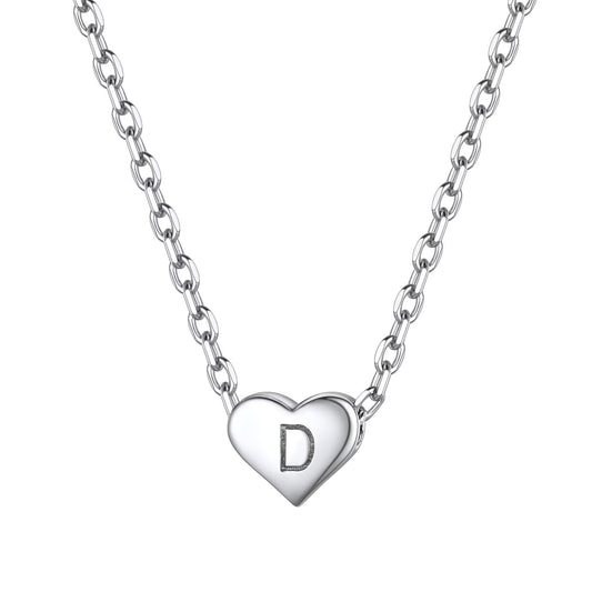 Dainty Initial Heart Necklace Trendy 925 Sterling Silver Cute Heart Pendant Choker Necklaces Letter Jewelry Gifts for Women