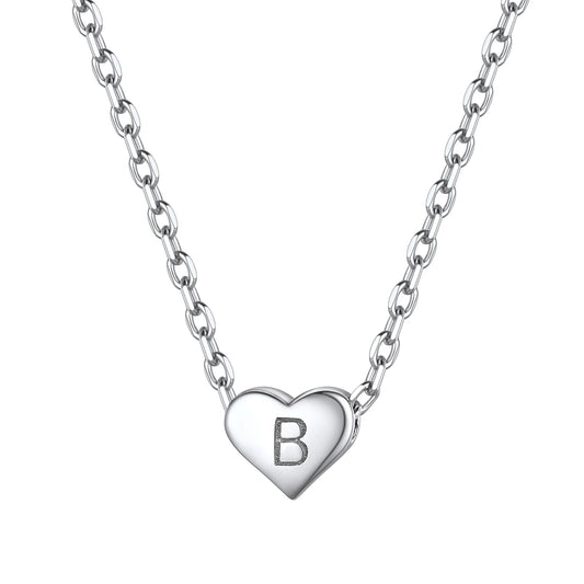Dainty Initial Heart Necklace Trendy 925 Sterling Silver Cute Heart Pendant Choker Necklaces Letter Jewelry Gifts for Women