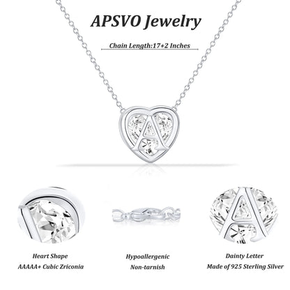 18K White Gold Plated Love Heart Initial Necklaces for Women Girls CZ S925 Sterling Silver Letter F Pendant Chain Wedding Birthday Jewelry Gifts Ideas Teen Tween Mom Wife Daughter Kids Age