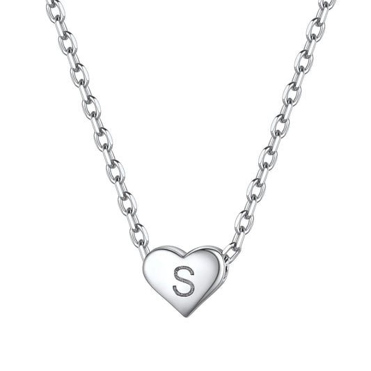 Dainty Initial Heart Necklace Trendy 925 Sterling Silver Cute Heart Pendant Choker Necklaces Letter Jewelry Gifts for Women