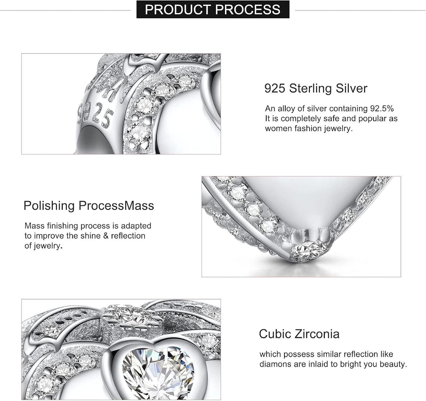 Love Heart Mom Wife Sister Daughter Friend Dad Grandma Auntie Charm for Charms Bracelet, 925 Sterling Silver Cubic Zirconia Bead Chirstmas Halloween Birthday Jewerly Gifts for Women