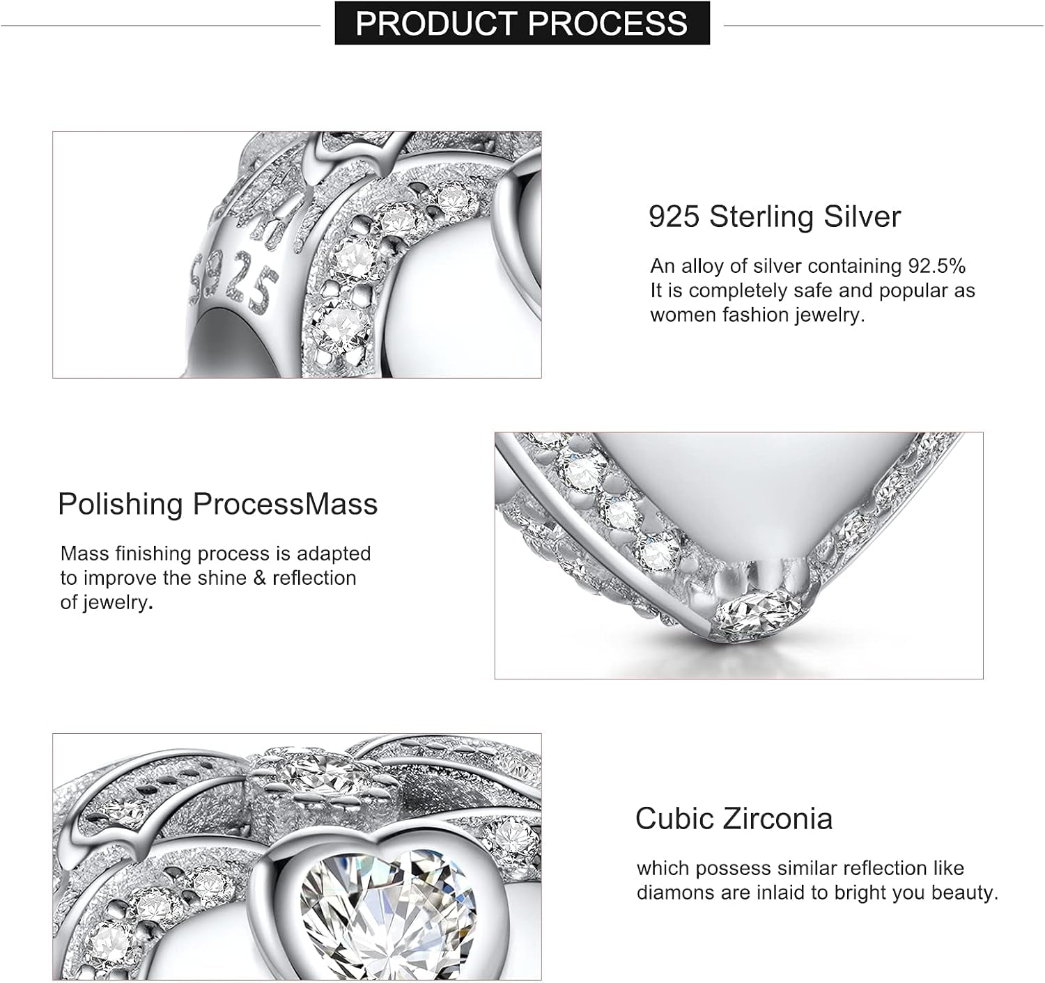 Love Heart Mom Wife Sister Daughter Friend Dad Grandma Auntie Charm for Charms Bracelet, 925 Sterling Silver Cubic Zirconia Bead Chirstmas Halloween Birthday Jewerly Gifts for Women