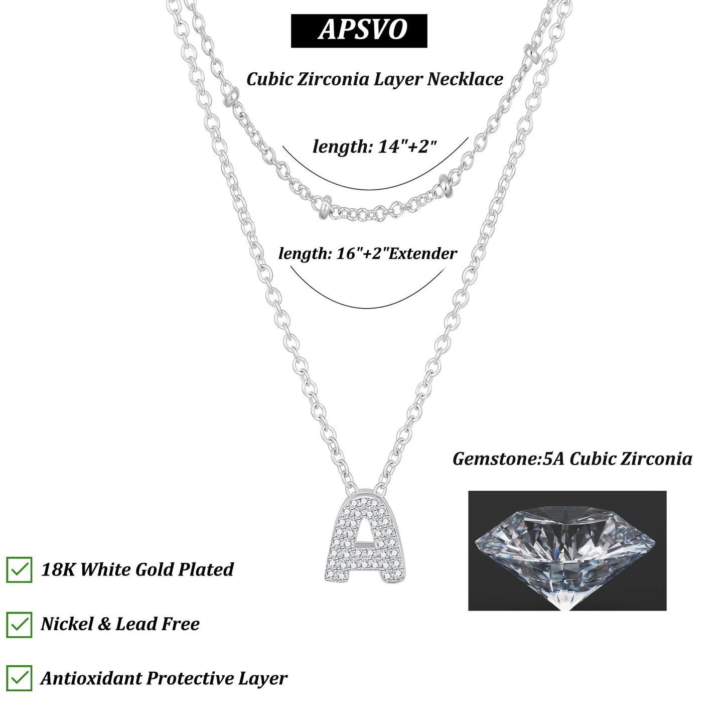 18K White Gold Plated Initial Necklaces for Women Girls CZ S925 Sterling Silver Letter R Necklace Set Birthday Jewelry Gifts Teen Tween Preteen Mom Adults Wife Daughter Girlfriend Kids Age