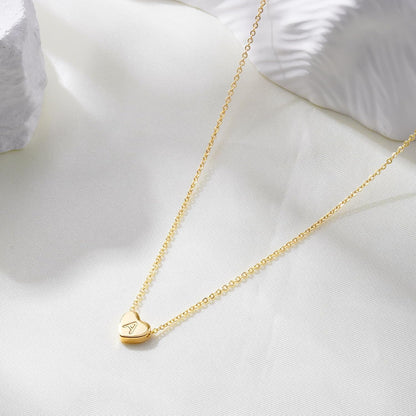 Heart Initial Necklaces for Women Girls - 14K Gold Plated Heart Pendant Letter Alphabet Necklace Letter Initial Necklace Gifts for Girls Teens