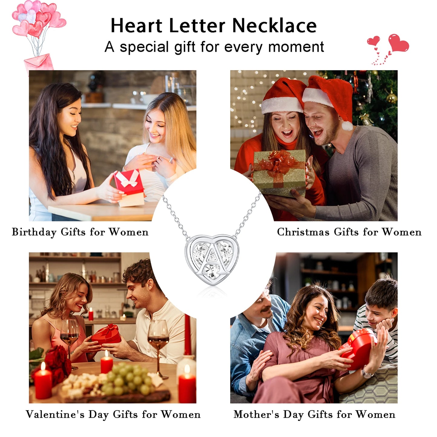 18K White Gold Plated Love Heart Initial Necklaces for Women Girls CZ S925 Sterling Silver Letter F Pendant Chain Wedding Birthday Jewelry Gifts Ideas Teen Tween Mom Wife Daughter Kids Age