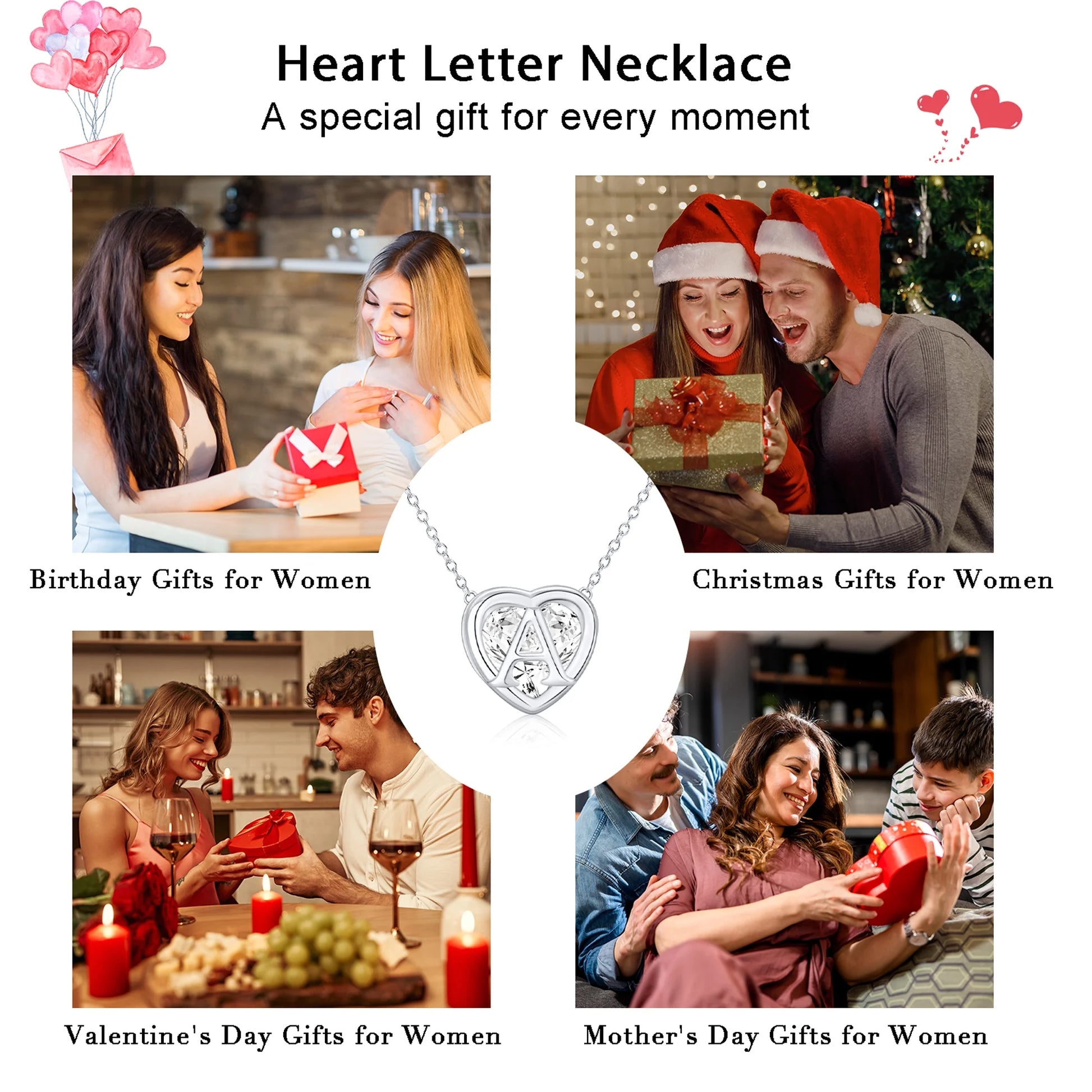 18K White Gold Plated Love Heart Initial Necklaces for Women Girls CZ S925 Sterling Silver Letter F Pendant Chain Wedding Birthday Jewelry Gifts Ideas Teen Tween Mom Wife Daughter Kids Age