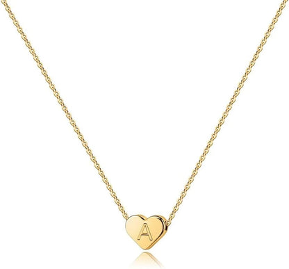 Heart Initial Necklaces for Women Girls - 14K Gold Plated Heart Pendant Letter Alphabet Necklace Letter Initial Necklace Gifts for Girls Teens