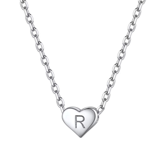 Dainty Initial Heart Necklace Trendy 925 Sterling Silver Cute Heart Pendant Choker Necklaces Letter Jewelry Gifts for Women