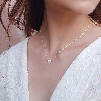 Dainty Initial Heart Necklace Trendy 925 Sterling Silver Cute Heart Pendant Choker Necklaces Letter Jewelry Gifts for Women